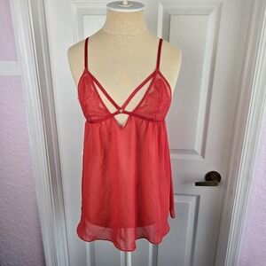 Victoria's‎ Secret Red Babydoll Top Nightie Size M Lingerie Vixon Camisole